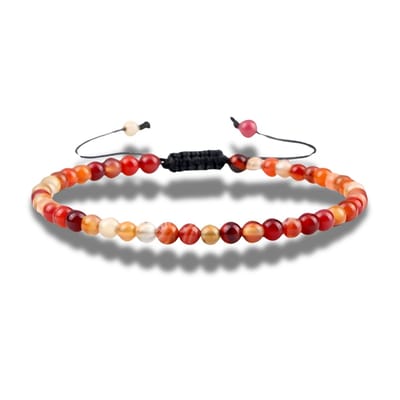 Armband - natuursteen - orange striped agaat - 4 mm - 16 tot circa 21 cm - in lengte verstelbaar