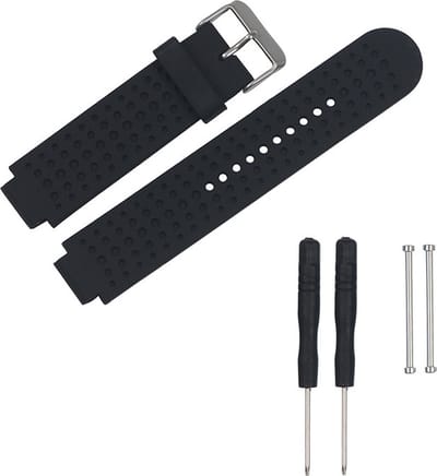 Siliconen bandje - geschikt voor Garmin Forerunner 220 / 230 / 235 / 620 / 630 / 735XT / Approach S20 / S5 / S6 - zwart
