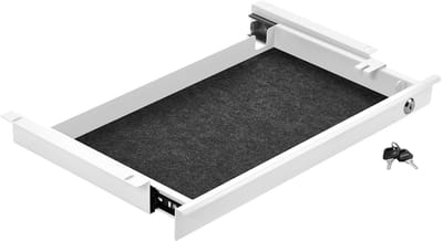 CAVO Stalen Documentenlade 500 mm wit afsluitbaar met kabeldoorvoer Lade voor onder bureaus