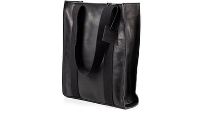 Leather Tote Black Manhattan Collection