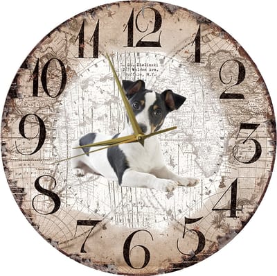 Houten Klok - 30cm - Hond - Jack Russel