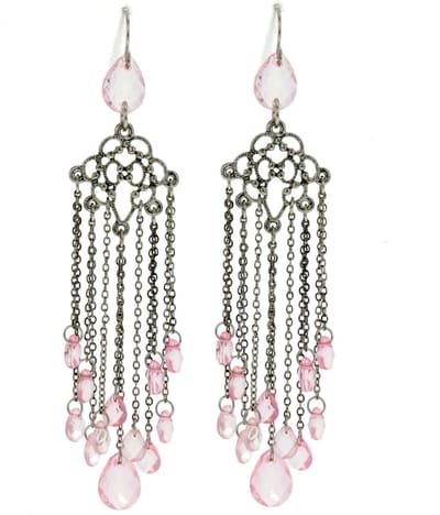 Behave - Lange oorhangers dames - Vintage stijl - Zilverkleur roze kraal