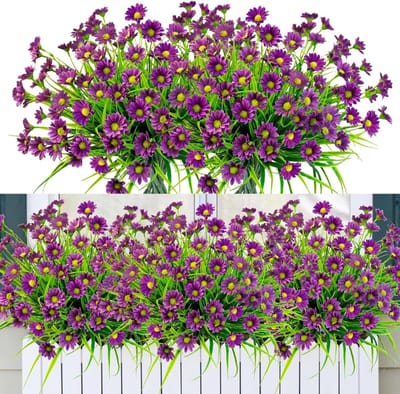 Zijden Zonnebloemen - Nep Bloemen - Decoratie Buiten - UV Bestendig - 12 Bundels - Paars