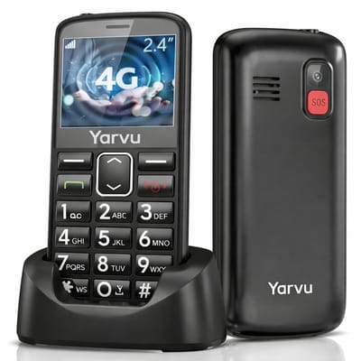 Yarvu ® - Easy Pro 2 - 4G Senioren Mobiele Telefoon - Grote Toetsen & Cijfers - Big Button Mobiel - GSM Ouderen - GSM - SOS Noodknop - Snelkiestoetsen - Zwart