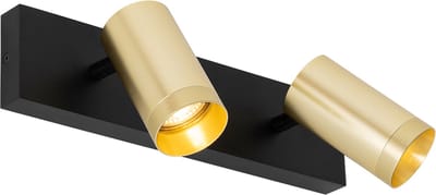 QAZQA jeana luxe - Moderne Wand en Plafondspot | Spotje | Opbouwspot - 2 lichts - L 32 cm - Zwart Goud - Woonkamer | Slaapkamer | Keuken