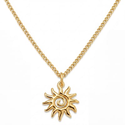 Mediterranean | 14K vergulde ketting met spiraalvormige zonhanger
