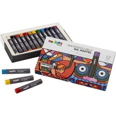 CARIOCA PLUS Oliepastels - Set van 12 kleuren in hard carton box - Zachte Oliekrijtjes - Geschikt voor: tekenen, kleuren en creatieve hobby’s