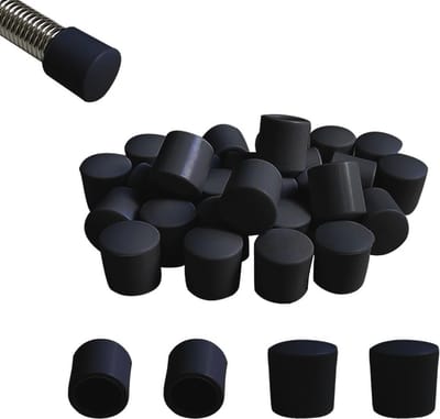 Deurstopdoppen 20 Stuks - Vervangende Rubber Tips voor Deurstopper (0,39 Inch, Zwart)