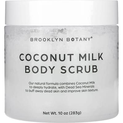 Brooklyn Botany, Coconut Milk Body Scrub, All Skin Types, 10 oz (283 g) white