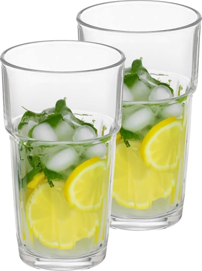 Vivalto Waterglazen/drinkglazen - 12x - transparant - kristalglas - stapelbaar - 370 ml