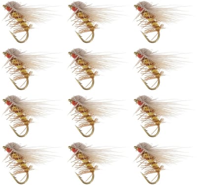 Dailygoody - Weerhaakloze Droge Vliegen - Vliegvissen - Geel - Zijderupsen - 12 Stuks - Geschikt voor Forel Bas Zalm - 15mm
