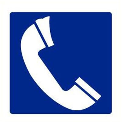Telefoon sticker, blauw wit 100 x 100 mm