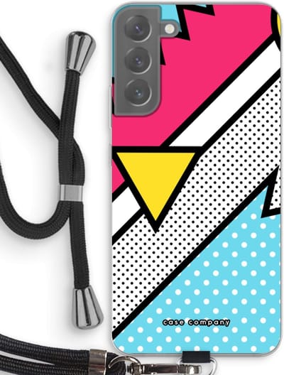 Case Company® - Hoesje met koord geschikt voor Samsung Galaxy S22 Plus hoesje met Koord - Pop Art #3 - Telefoonhoesje met Zwart Koord - Bescherming aan alle Kanten en Over de Schermrand