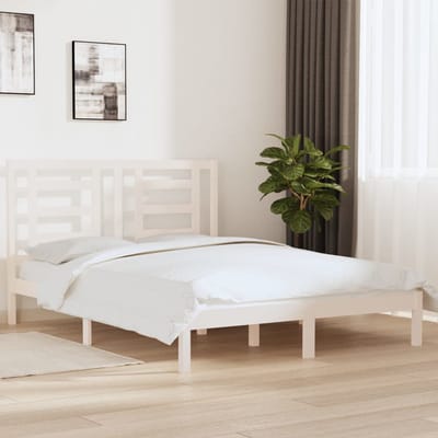 vidaXL - Bedframe - zonder - matras - massief - grenenhout - wit - 160x200 - cm