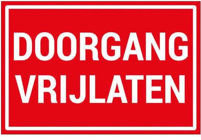 Doorgang vrijlaten bord | gecoat dibond materiaal | 18 x 12 cm