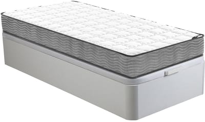 Vente-unique Set 90 x 190 cm bedbodem met opbergruimte, wit + matras met pocketveren, dikte 19 cm - KIJAL van YSMÉE