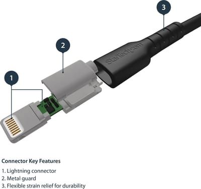StarTech 2 meter USB naar Lightning Kabel - Apple MFi - Zwart