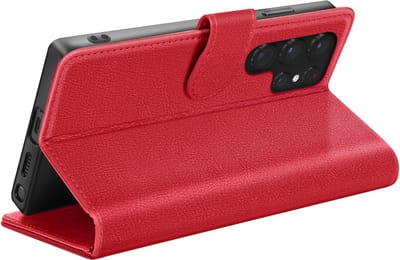 Zanae, Hoesje geschikt voor Samsung Galaxy S22 Ultra - Wallet Case & Stand, Rood