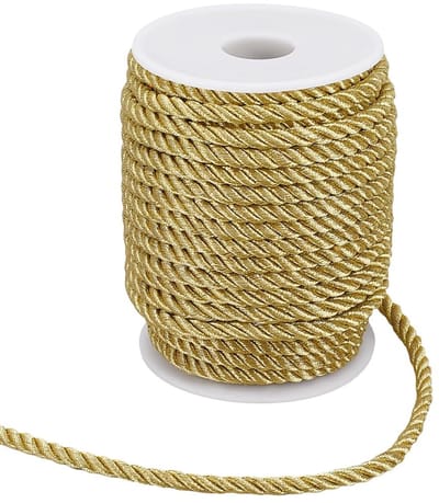 Dailygoody - Gedraaid Koord - Decoratief Touw - 60 Voet - Goud - DIY Handwerk - Tuin Decoratie - Geschikt voor Woondecoratie - 6 Mm