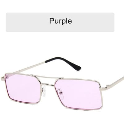 Nieuwe Luxe Dames Zonnebril Mode Klassiek Heren Vierkant Outdoor Zonnebril Metaal Klein Montuur Bril Uv400 PURPLE
