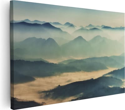 Artaza Canvas Schilderij Landschap - 30x20 cm - Klein - Wanddecoratie Bergen - Muurdecoratie Zonsondergang - Kamer Accessoires Natuur