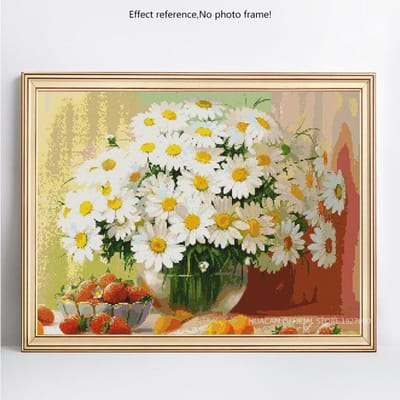 Diamant Mozaïek Bloem Madeliefje 5D DIY Diamant Schilderij Borduurwerk Kruissteek Strass Steentjes 20X30CM beige