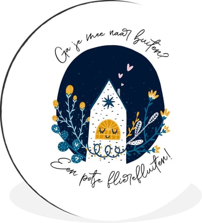 WallCircle - Wandcirkel - Muurcirkel - Spreuken - Quotes - Ga je mee naar buiten? - Aluminium - Dibond - 30x30 cm - Binnen en Buiten