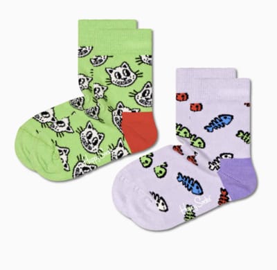 Happy Socks - 2-Pack Kids Cat and Fish Sock - Kinderen - Sokken