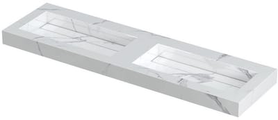 Ink Pitch dubbele meubelwastafel 160x45cm keramische slab - zonder kraangaten - Statuario
