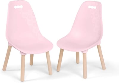 Set van 2 Roze Kinderstoelen met Houten Poten - Stabiele en Stijlvolle Kindermeubels voor Kinderen vanaf 3 Jaar