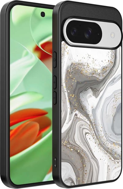 Geschikt voor Google Pixel 9 Pro Telefoonhoesje met marmer opdruk - TPU backcover case marble design - Zilver - Smartphonica geschikt voor Google Pixel 9 Pro