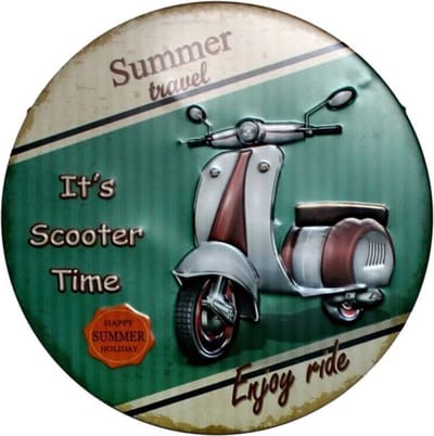 DW4Trading Metalen wandbord summer travel rond 30 cm