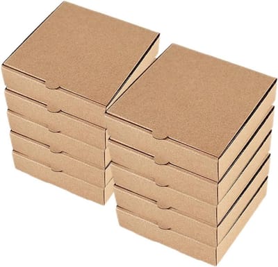 10 Stuks Bruine Kartonnen Vierkante Mini Pizza Dozen voor Het Verpakken van Koekjes, Mini Taarten en Feestgeschenken, Ideaal voor Snacks en Handgemaakte Cadeaus