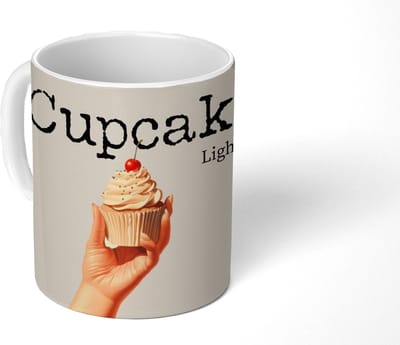 Mok - Koffiemok - Cupcake - Zoet - Kers - Mokken - 350 ML - Beker - Koffiemokken - Theemok