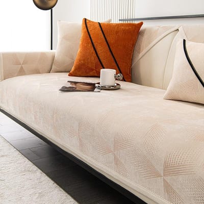 Luxe Bankkussen Witte Rand Chenille Stof Bankovertrek Doek Handdoek Universeel Woonkamer Antislip Comfortabel Slijtvast 60x60cm 1pcs