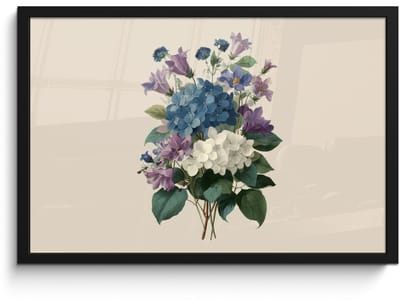 Poster in lijst - Fotolijst 60x40 cm - Posters - Bloemen - Gedetailleerd - Rust - Realistisch - Posterlijst zwart - Decoratie - Wanddecoratie woonkamer - Muurdecoratie slaapkamer