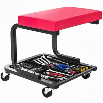 HOMCOM Monteurrolstoel - Staal, PU - 36,5x33,5x35cm - Rood