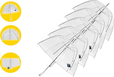 5 stuks Paraplu transparant plastic paraplu's 75 cm - doorzichtige paraplu - trouwparaplu - bruidsparaplu - stijlvol - bruiloft - trouwen - fashionable - trouwparaplu