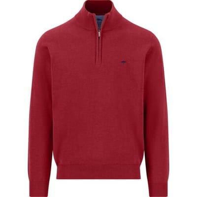 Fynch-Hatton Trui Solid Color Troyer Zip Superfine Cotton Brick / male
