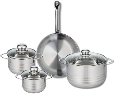 Set van 1 Koekenpan 28 cm en 3 kookpotten 14, 16 en 24 cm Elo Profi Brillant