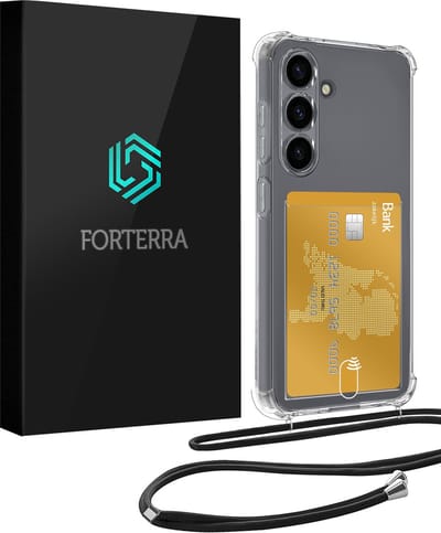 Hoesje Geschikt voor Samsung S25 Pashouder Case Siliconen Hoes Met Koord - Hoes Geschikt voor Samsung Galaxy S25 Met Telefoonkoord Hoesje Back Cover Met Pasjeshouder - Transparant