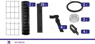 KIT 136 tuindraad +palen +accessoires, lengte 50m, hoogte 152cm, kleur zwart RAL9005