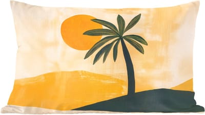 Sierkussens - Kussentjes Woonkamer - 60x40 cm - Illustratie - Palmboom - Zon - Heuvels