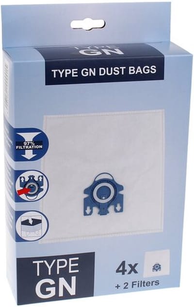 Geschikt voor MIELE - Stofzuigerzak GN HyClean 3D 4 Zakken + 2 Filters - 09917730