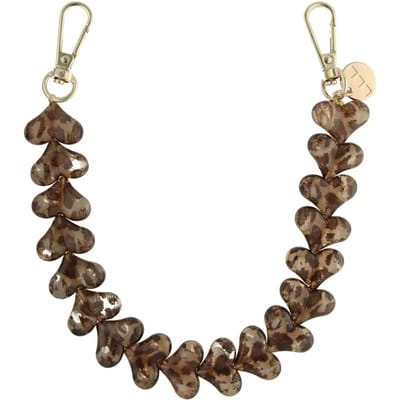 123watches Telefoonkoord Heart - luipaard bruin - goud - Geschikt voor iPhone en andere smartphones