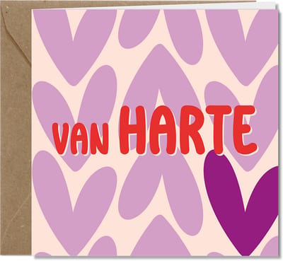 FSC-papier | Duurzaam | Inclusief envelop kraft | 4 wenskaarten | verjaardag, jubileum, Van Harte | BOLD collectie