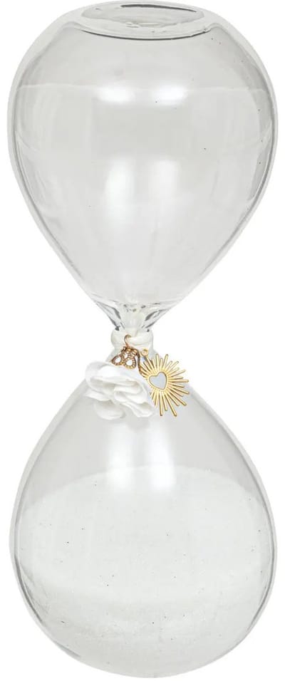 Atmosphera Zandloper cilinder - decoratie of tijdsmeting - 30 minuten - wit zand - D8 x H20 cm - glas