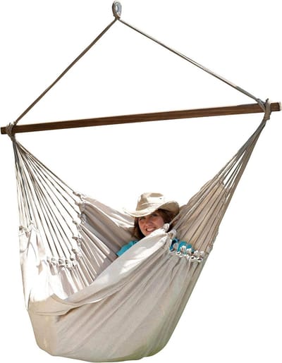 Hangstoel XXL - Grote hangstoel XL hangstoel - Ontspannen buiten - Handgemaakt Zuid-Amerika - 210 cm lang - Natuurwit