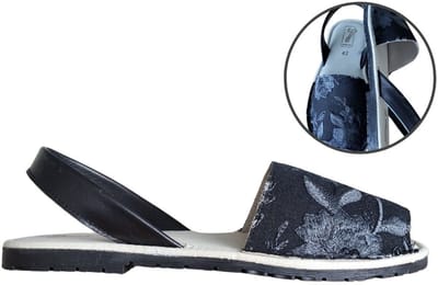 Stravers - Maat 42 Menorquinas Geweven Bloemmotief Spaanse Sandalen Dames Grote Maten