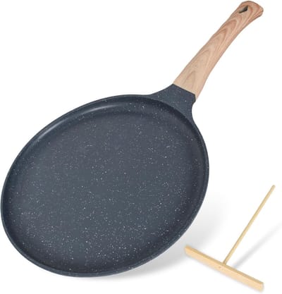 Pannenkoekenpan - Crêpepan Omeletpan - Lekkere Pannenkoeken Bakken - Antiaanbaklaag - 28 cm - Zwart